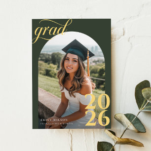 Minimalist Grad Arch Photo Graduation Announcement Postcard