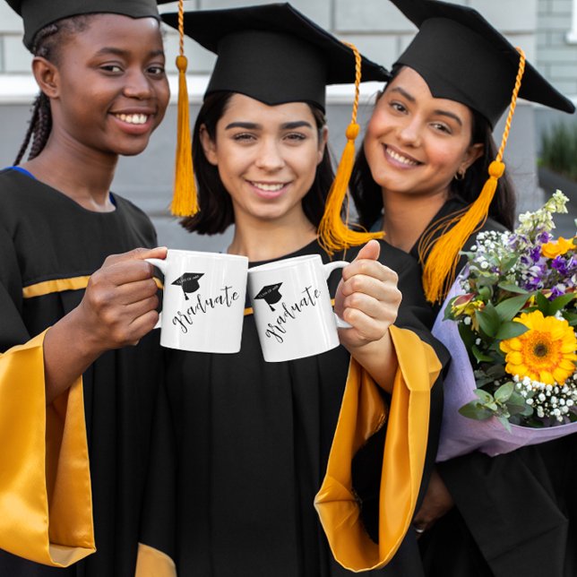 Minimalist Grad Cap Black & White Graduation Coffee Mug (Creator Uploaded)