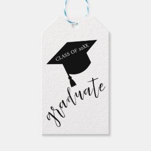 Minimalist Grad Cap Black & White Graduation Gift Tags
