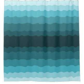 Minimalist Gradient Blue Ocean Waves Pattern  Shower Curtain