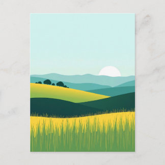 Minimalist Gradient Hills and Grass Landscape Postcard