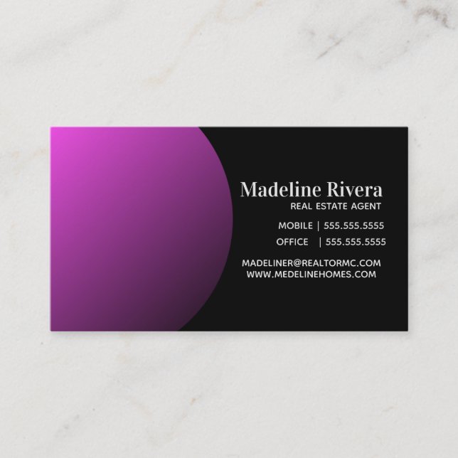 Minimalist Gradient Purple Real Estate Agent Business Card (Front)