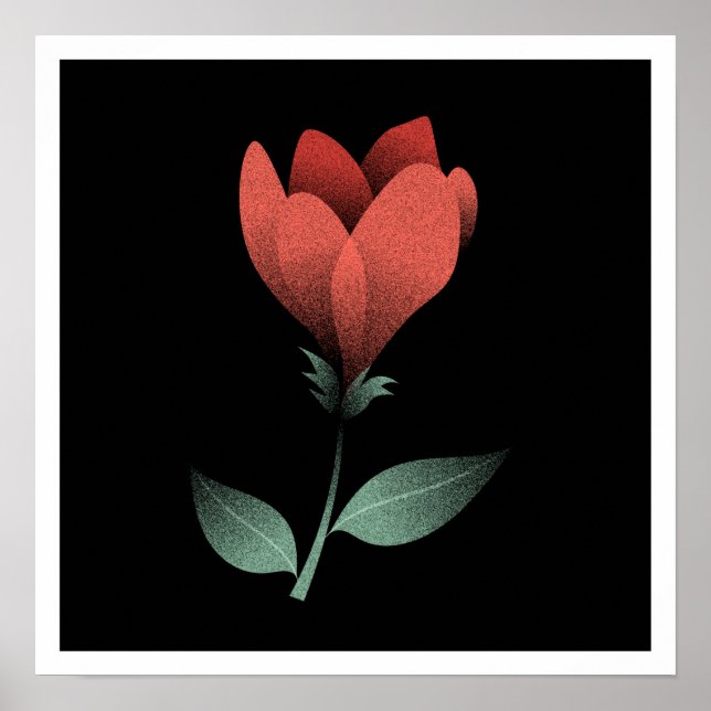 Minimalist Gradient red Rose Flower Poster (Front)