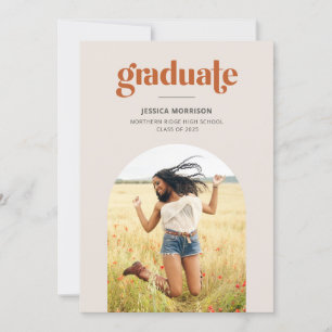 Minimalist Graduate Arched Photo Graduation Party Invitation