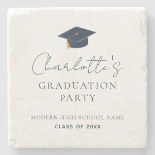 Minimalist Graduate Commencement Table Decor Stone Coaster