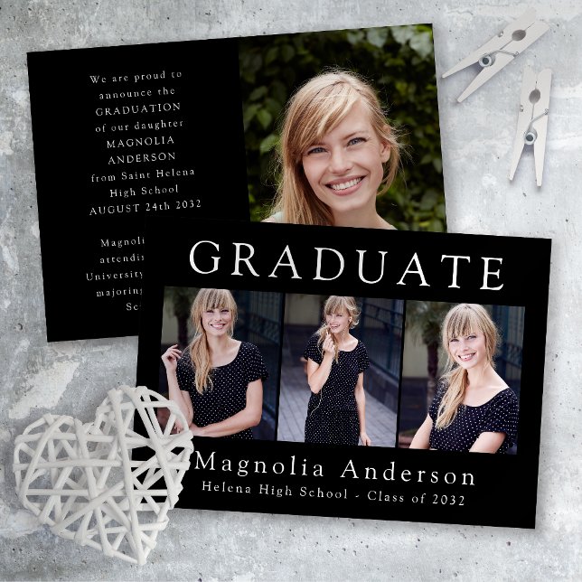 Minimalist Graduate Four Photo Announcement (Creator Uploaded)