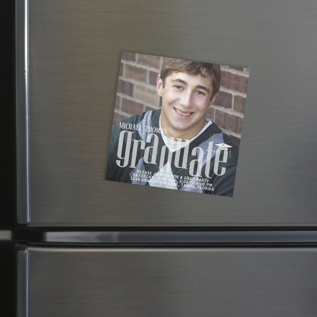 Minimalist Graduate Modern Simple Photo Magnet (Creator Uploaded)