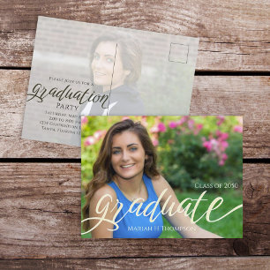 Minimalist Graduate Modern Simple Photo Script Postcard