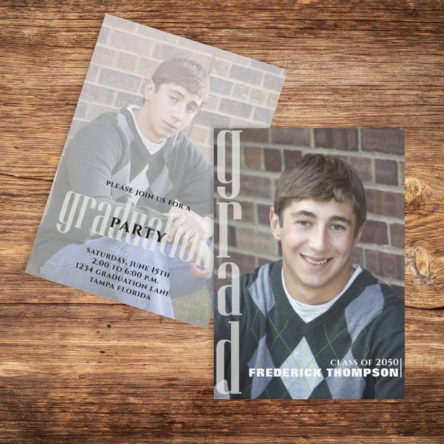 Minimalist Graduate Modern Simple Two Photo Invitation (Creator Uploaded)