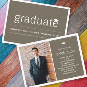 Minimalist Graduate Photo Simple Graduation Party Invitation