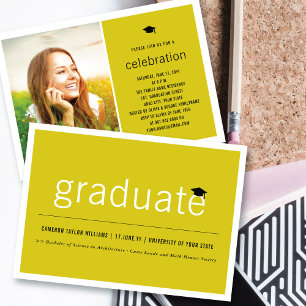 Minimalist Graduate Photo Simple Graduation Party Invitation