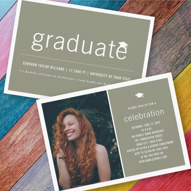 Minimalist Graduate Photo Simple Graduation Party Invitation (Creator Uploaded)