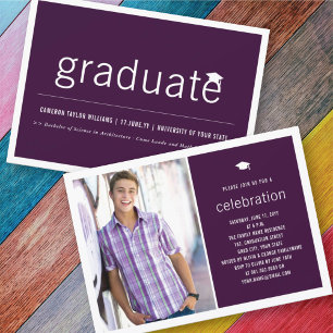 Minimalist Graduate Photo Simple Graduation Party Invitation