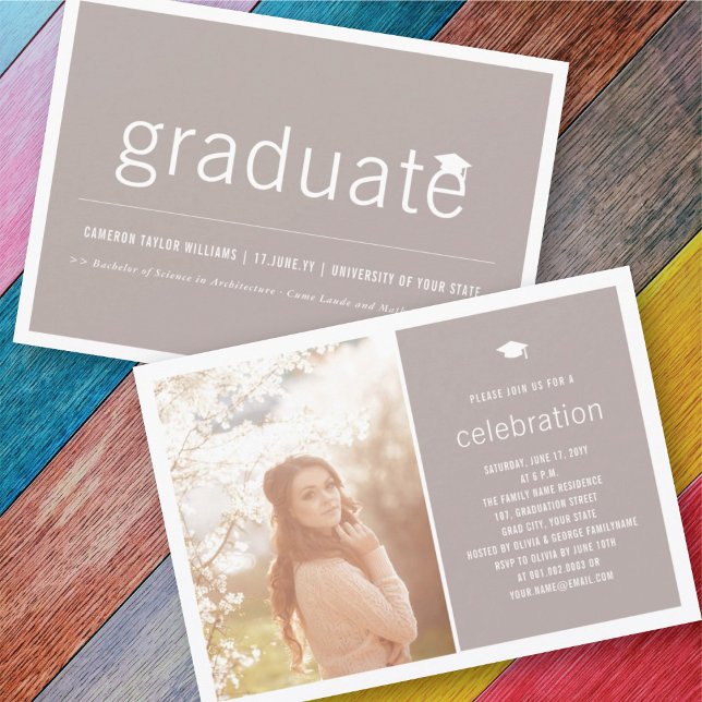 Minimalist Graduate Photo Simple Graduation Party Invitation (Creator Uploaded)
