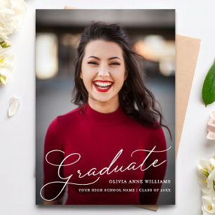 Minimalist Graduate Script High School Graduation Announcement