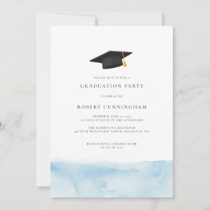 Minimalist Graduation 2026 Watercolor Grad Party Invitation