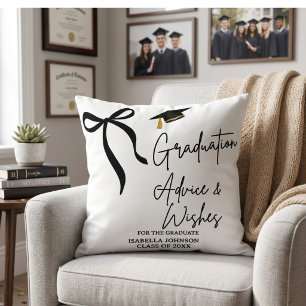 Minimalist Graduation Advice and Wishes Signature Cushion