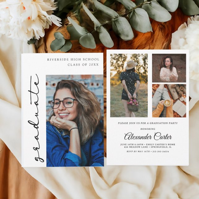 Minimalist Graduation Announcement,Multiple Photo Invitation (Creator Uploaded)