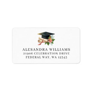Minimalist Graduation Cap & Diploma Return Address Label