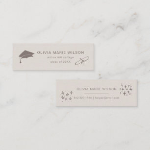 Minimalist Graduation Icon Name Card Sandy Beige