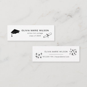 Minimalist Graduation Icon Name Card White