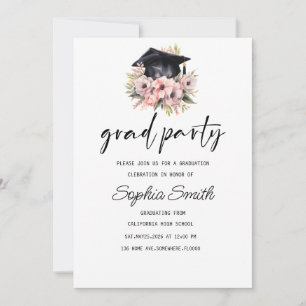 Minimalist Graduation Invitation, Elegant Black  Invitation