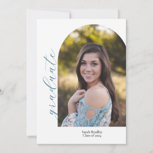 Minimalist Graduation Open House Party Photo Card