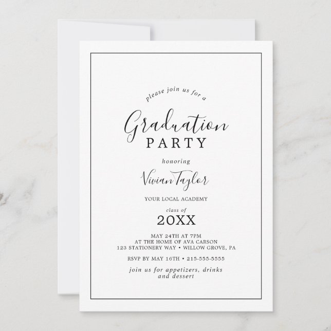 Minimalist Graduation Party Invitation (Front)