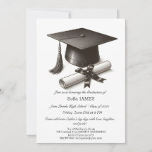 Minimalist Graduation Party Invitation with Black 