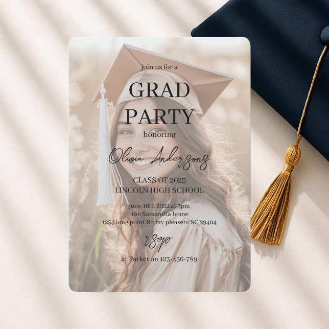 Minimalist Graduation Photo Party  Invitation (Creator Uploaded)