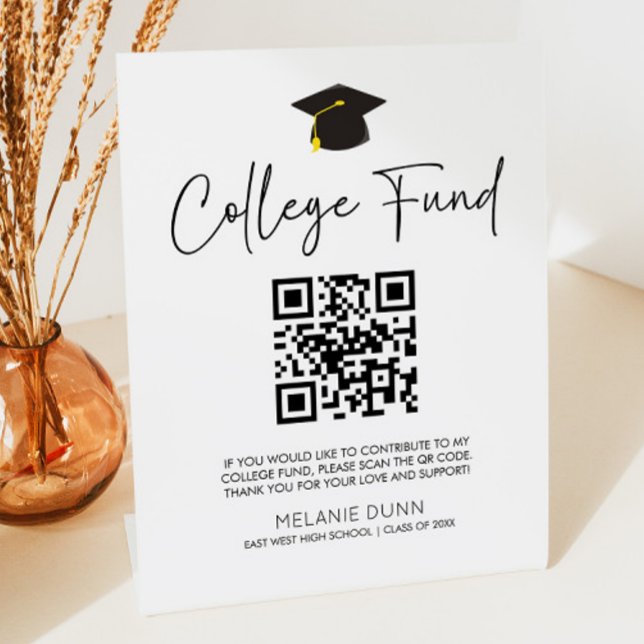 Minimalist Graduation QR Code College Fund Sign (Creator Uploaded)