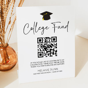 Minimalist Graduation QR Code College Fund Sign