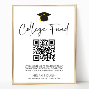 Minimalist Graduation QR Code College Fund Sign