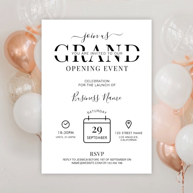 Minimalist Grand Opening Business Launch Invitation (Creator Uploaded)