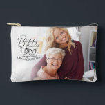 Minimalist Granddaughter Typography Photo Accessory Pouch<br><div class="desc">This modern minimalist birthday design for a granddaughter features graceful calligraphy blended with clean, contemporary typography that gently highlights love and birthday wishes. The flowing handwritten script is balanced with simple lettering and generous spacing, creating a calm, uncluttered composition. A soft circular photo frame integrates naturally with the typography, allowing...</div>