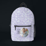 Minimalist Granddaughter Typography Photo Printed Backpack<br><div class="desc">This modern minimalist birthday design for a granddaughter features graceful calligraphy blended with clean, contemporary typography that gently highlights love and birthday wishes. The flowing handwritten script is balanced with simple lettering and generous spacing, creating a calm, uncluttered composition. A soft circular photo frame integrates naturally with the typography, allowing...</div>