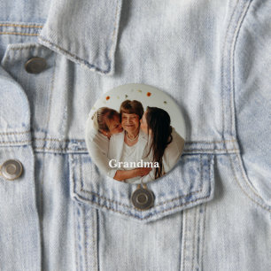 Minimalist grandma custom photo  7.5 cm round badge