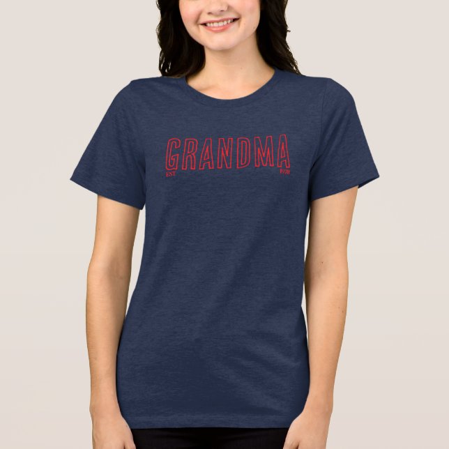 Minimalist GRANDMA  – Customisable Year Tri-Blend Shirt (Front)