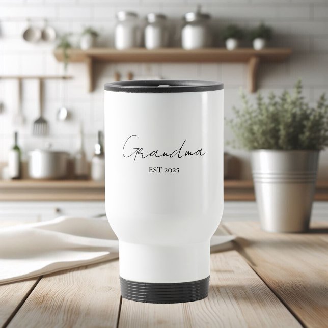 Minimalist Grandma EST 2025 | Personalised  Travel Mug (Creator Uploaded)