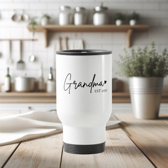 Minimalist Grandma EST | New Grandma Gift Travel Mug (Creator Uploaded)