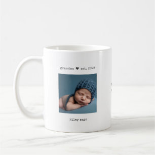 Minimalist Grandma Est. Personalised Photo Coffee  Mug