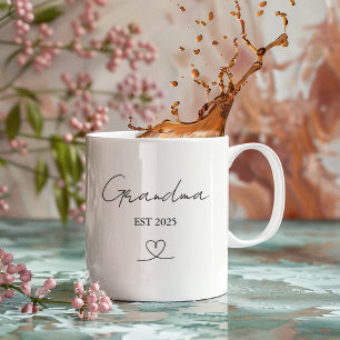 Minimalist Grandma EST Year Custom Gift Mug