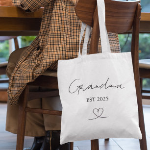 Minimalist Grandma EST Year   Custom Tote Bag
