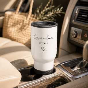 Minimalist Grandma EST Year   Custom Travel Mug