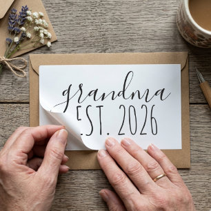 Minimalist Grandma Est Year Elegant Script Design Rectangular Sticker