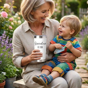 Minimalist Grandma Established Black Script Text Insulated Tumbler