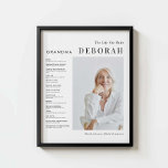Minimalist Grandma Life Story Poster<br><div class="desc">Celebrate the beautiful journey of your grandmother’s life with this custom poster featuring her photo, milestones, and cherished memories. From childhood to motherhood and everything in between, this keepsake is a heartfelt way to honour her story. A thoughtful gift for Mother’s Day from children and grandchildren that she’ll treasure forever....</div>