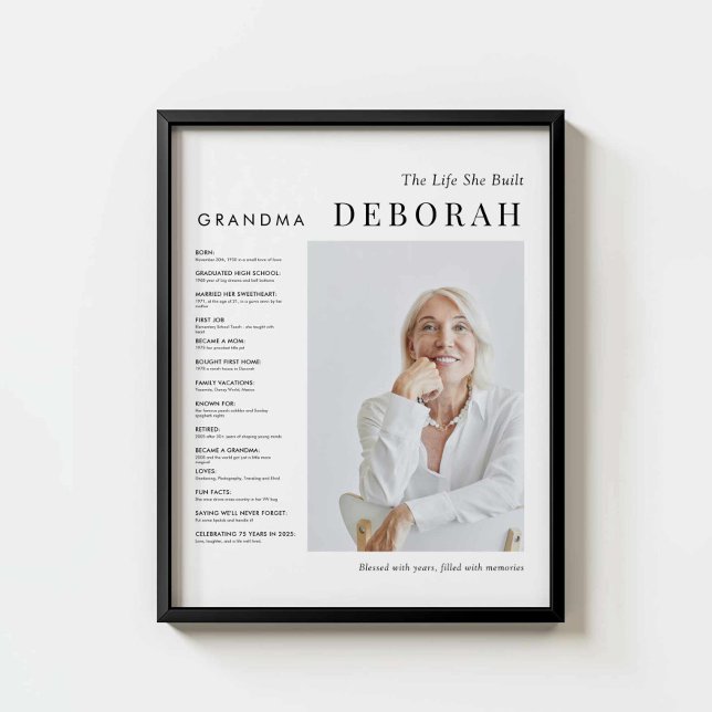 Minimalist Grandma Life Story Poster (Minimalist Photo Life Story Poster)