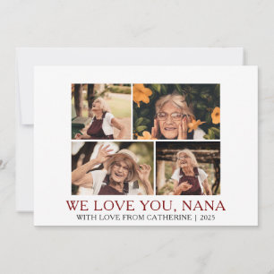 Minimalist Grandma nana mothers Day 4 Photo Holiday Card