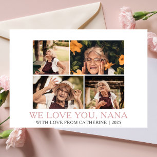 Minimalist Grandma nana mothers Day 4 Photo Holiday Card
